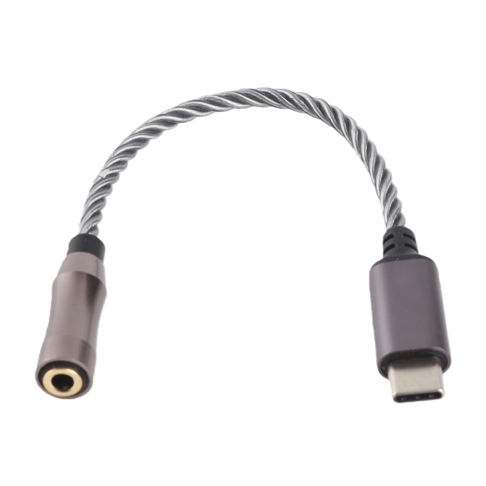AMONIDA Adattatore Amplificatore per Cuffie da Tipo C a 3,5 Mm Qualità Premium per gli Amanti della Musica Costruzione Placcata Argento da 15 Cm (Grigio freddo)