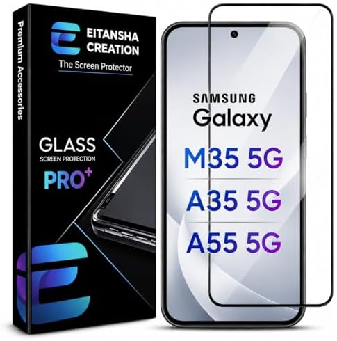 Military-Grade Gorilla Tempered Glass Screen Protector For Samsung Galaxy A35 5G / A55 5G / M35 5G With Easy Self-Installation Kit