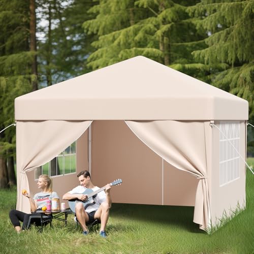 TRIUMPHKEY Tonnelle Pliante 3x3 Imperméable avec 4 Côtés, Barnum 3x3 avec Rideaux, Barnum Pliant Acier pour Faire Les Marchés, Jardin, Férié, Réunions,...