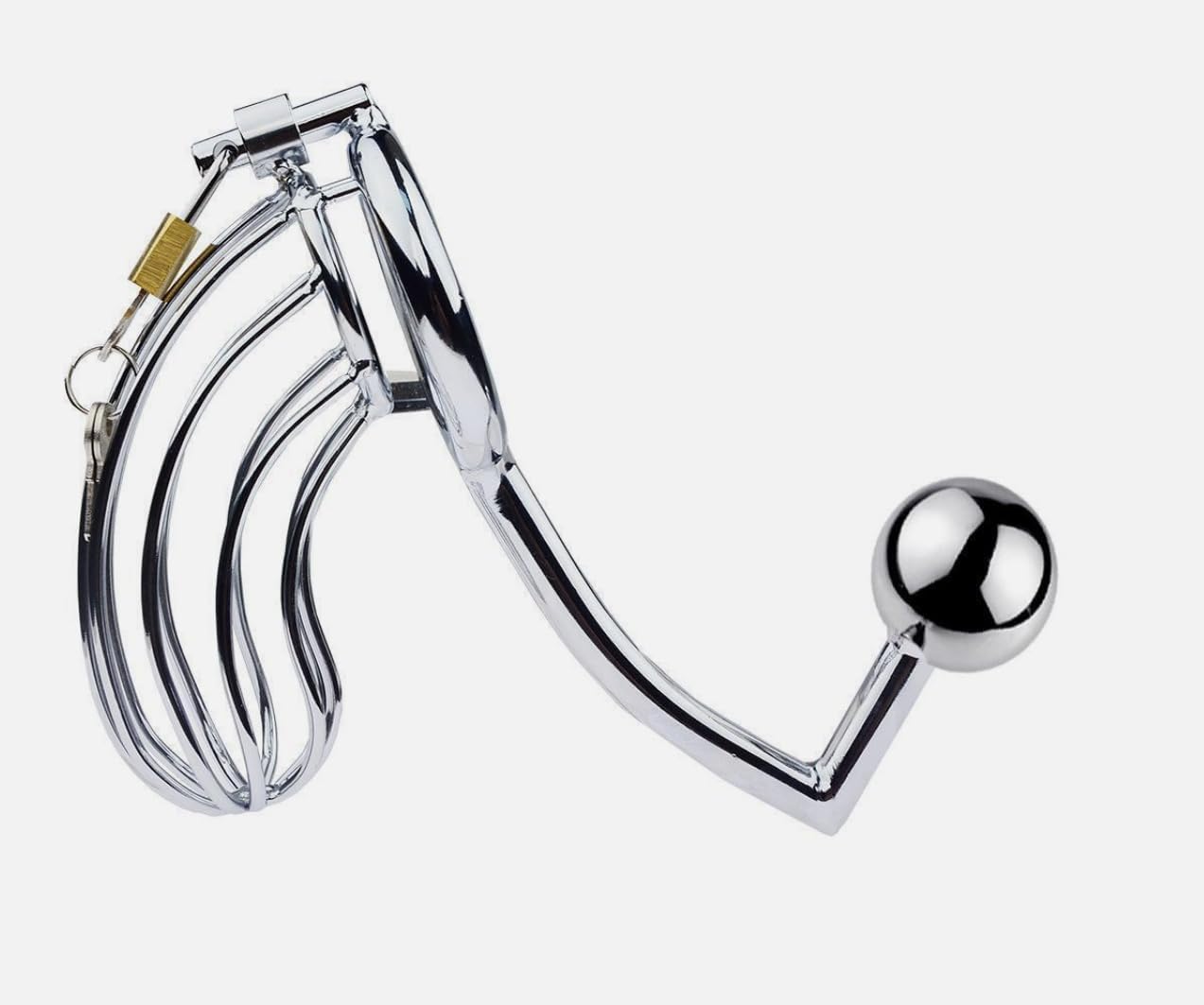 Stainless Steel Chastity Penis Cage with Anal Plug for Men BDSM Lock Device 2 3/4" Model A