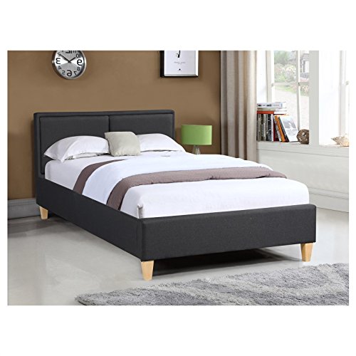 CARO-Möbel Polsterbett Anais Bettgestell Einzelbett 120x200 cm Designbett inklusive Lattenrost, Stoffbezug in schwarz – Bild 3