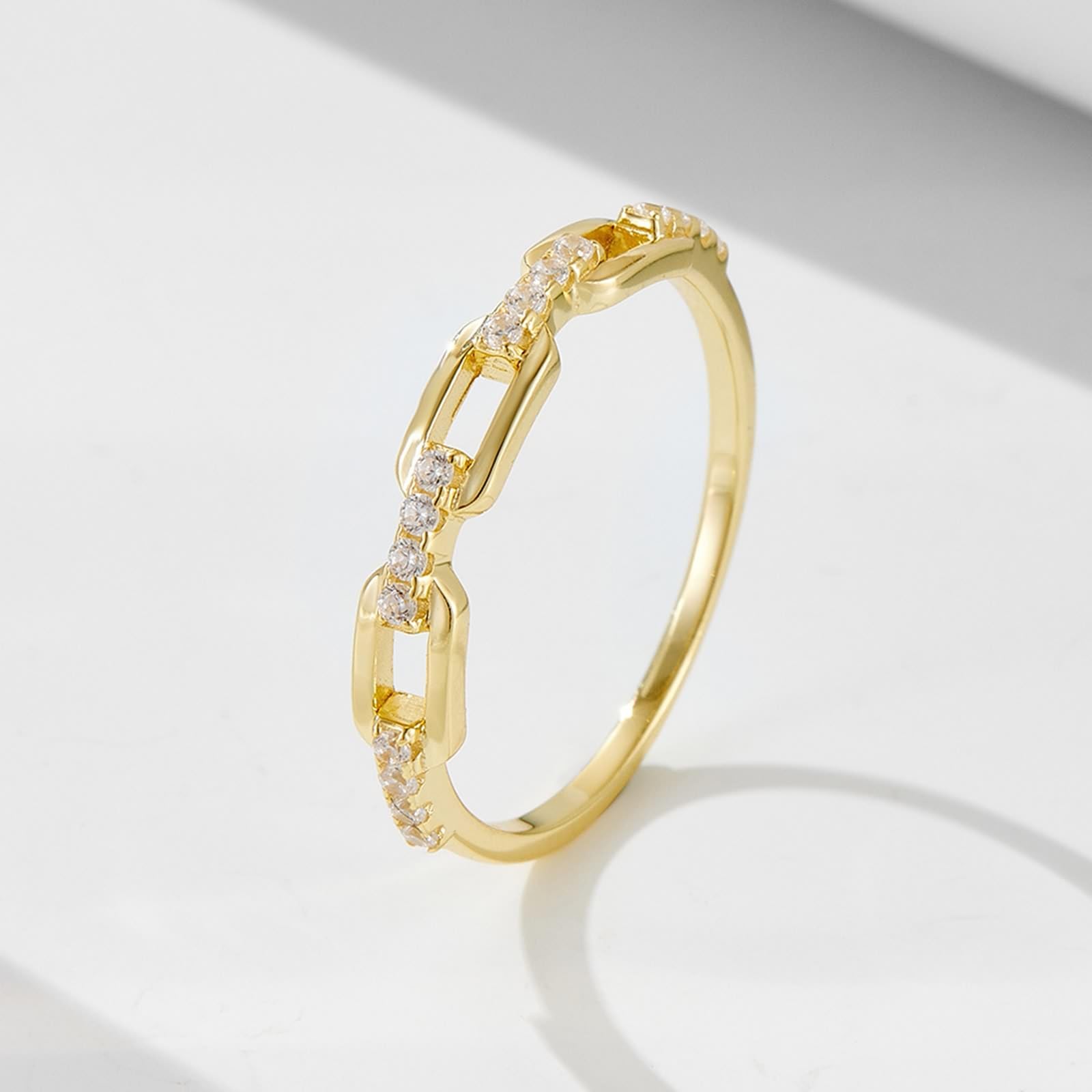 KnSam Prawdziwy pierścionek zaręczynowy Au 375/585/750 białe złoto, łańcuszek pierścionek ślubny z moissanitem, białe złoto 9K/14K/18K, rozmiar 47-65