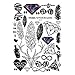 Produktbild 1PC temporäre Tätowierung Aufkleber, Farbe Diamant Schwarze Feder Cartoon Tattoo Aufkleber, wasserdicht langlebig, Körperkunst, Foto, Party