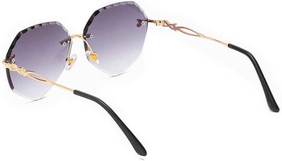 Rimless Frame, Polarized Lenses，Classic Metal Oversized for Women Driving Travel Outdoors