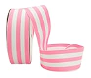 Ribbon Bazaar Grosgrain Mono Stripes 5/8 inch Pink 20 Yards 100% Polyester Ribbon