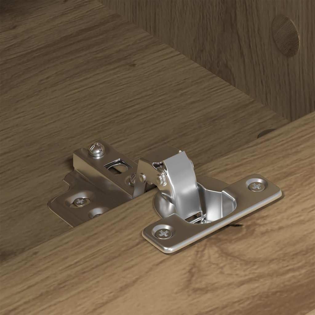 Szafka pod telewizor z dębu Artisan 150 x 30 x 45 cm, materiał drewnopochodny z 3 drzwiami i półkami, niska szafka do salonu, schowek HiFi, półka multimedialna, komoda z kanałem kablowym