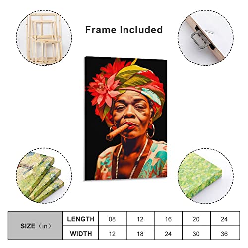Modern Oil Painting Art Poster Cuban Woman Smoking Cigar Portrait Poster Canvas Poster Wall Decorati Canvas Painting Posters And Prints Wall Art Pictures For Living Room Bedroom Decor 24X36Inch(60X90C #TOP1