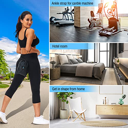 Ankle Resistance Bands with Cuffs. Leg/Booty Resistance Bands for Working Out, Kickbacks, and Glute Exercises. Our Ankle Strap Can Be Used Separately for Connection to The Cable Machine. (Black)
