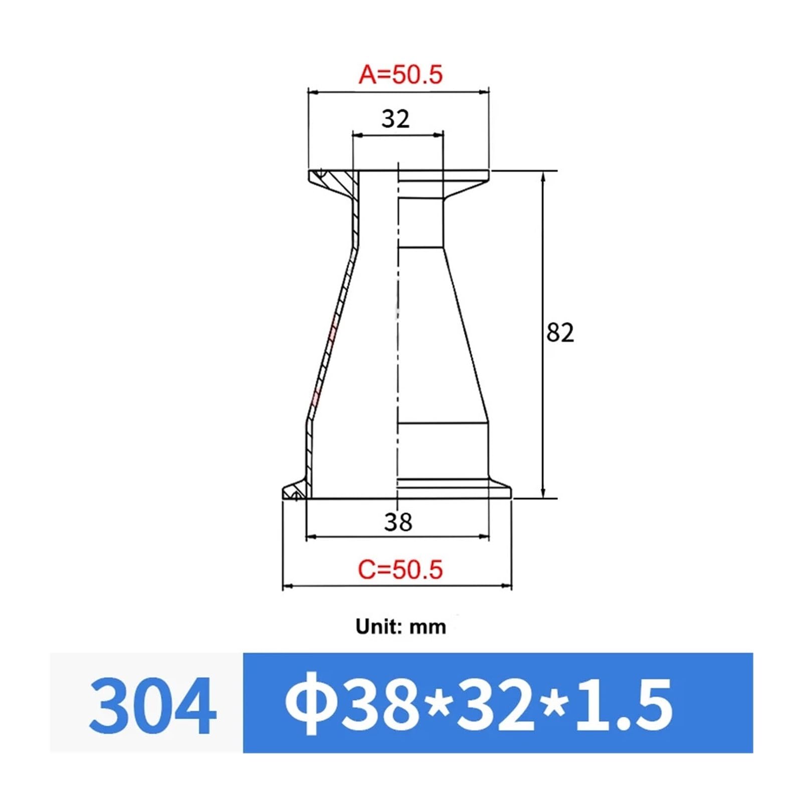 Reductor concéntrico inox304 abrazadera rápida sanitario