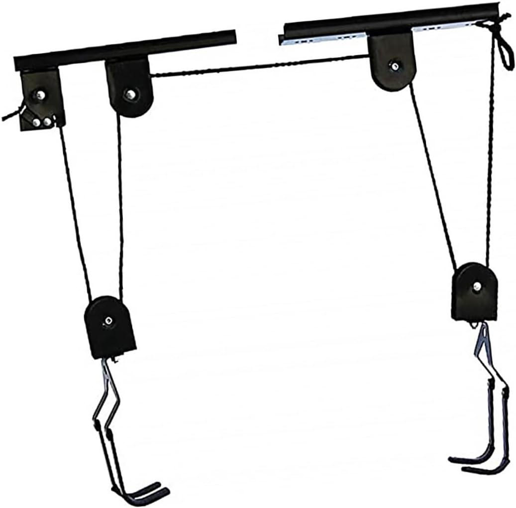 1 Set Wall Mounted Bike Hoist Rack Heavy Duty Ceiling Storage System for Optimizing Space Safe Locking Mechanism to Securely Hang Bikes Off the Floor