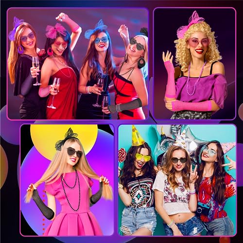 Kareeran 80s Fancy Dress for Women Girls 80s Accessories Rockstar Fancy Dress - Image 2