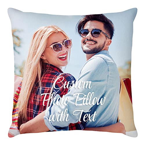 Easycosy Housse de Coussin Photo Personnalisée Taie d'oreiller Imprimé Double Face avec Texte&amp;Photo Décoration de Maison Personnalisable Idée Cadeau pour Femme, l'anniversaire, la Saint-Valentin