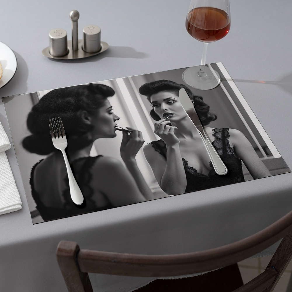 Set de table femme au miroir jaune pour protéger et égayer durablement votre table en bois