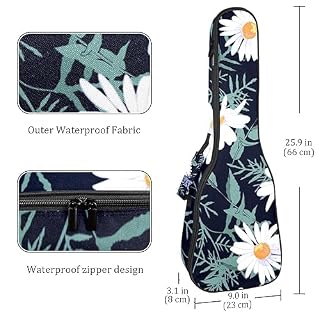 JRHEJTHH Durable Ukulele Bag Water Resistent Ukulele Case with Adjustable Shoulders for 21 23 24 inch Thick Padding White Flower - Les Beatles, Paul McCartney, John Lennon, RIngo Starr, George Harrison JRHEJTHH Durable Ukulele Bag Water Resistent Ukulele Case with Adjustable Shoulders for 21 23 24 inch Thick Padding White Flower – Image 4