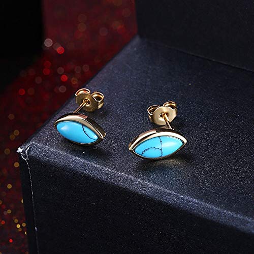 Boucles d'oreilles pierre bleue vintage en forme d'olive, le cadeau d'anniversaire idéal - 2