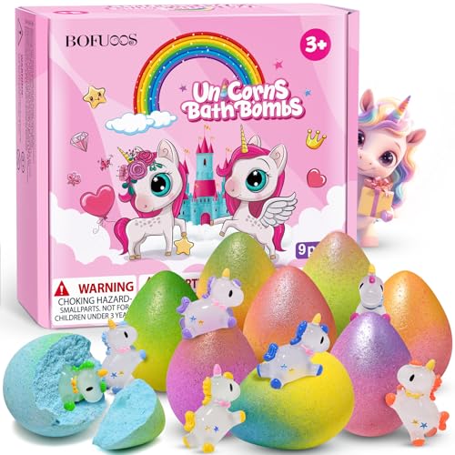 Bofuoos Unicorn Bath Bombs with Surprise Toys Inside Girls Birthday Gifts