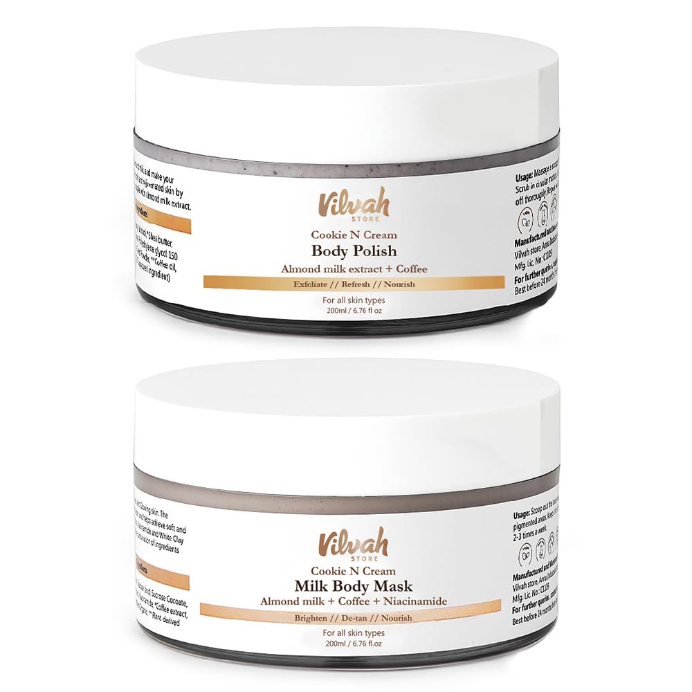 Cookie N Cream Milk Body Polish & Body Mask | Removes dead cells | Paraben & Sulphate Free | For Both Men & Women | 200ml + 200ml-image-35