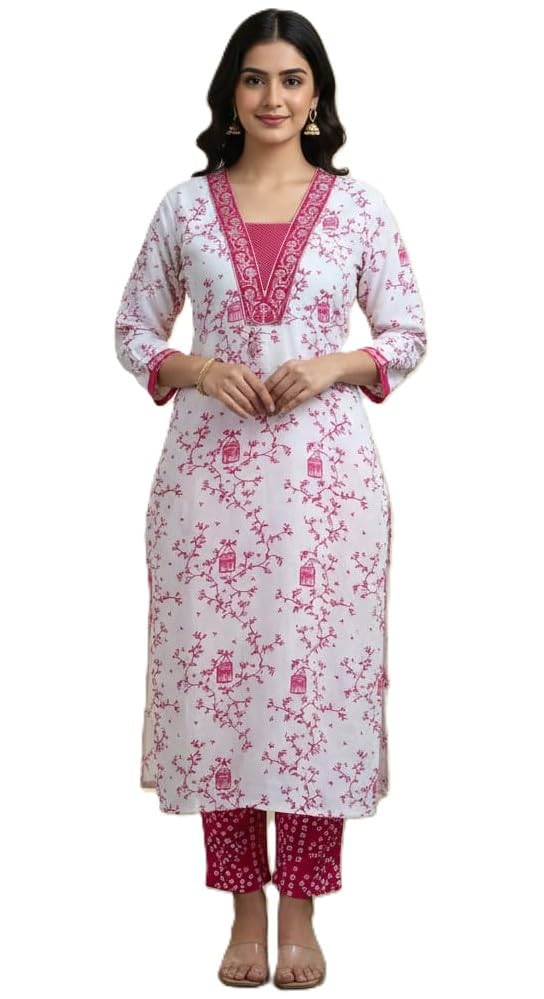 Women's Pure Cotton Heritage Print Kurta Pant Set Casual Wear-picture-47