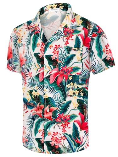 Hawaiian Shirts for Men Casual Summer Beach Shirt Button Down Floral Tropical Vacation Short Sleeve Shirts