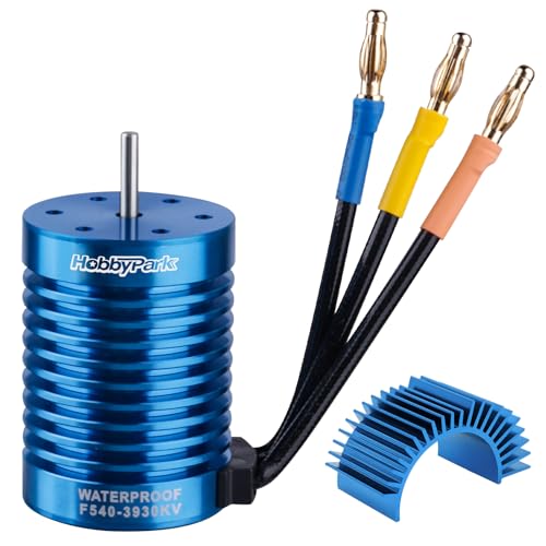 HobbyPark 540 Brushless Motor 3.175mm Shaft 3930KV w/Heatsink fit 2S 3S Lipo Battery for 1/10 Scale...