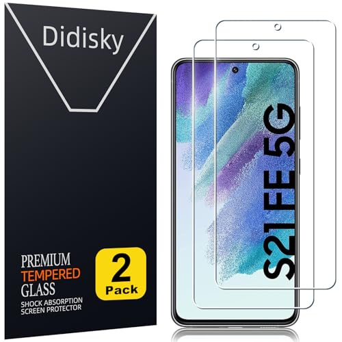 Didisky Lot de 2 Protecteur Verre Trempé pour Samsung Galaxy S21 FE 5G, Film Protection écran, dureté 9H, Pas de Bulles, Haute définition