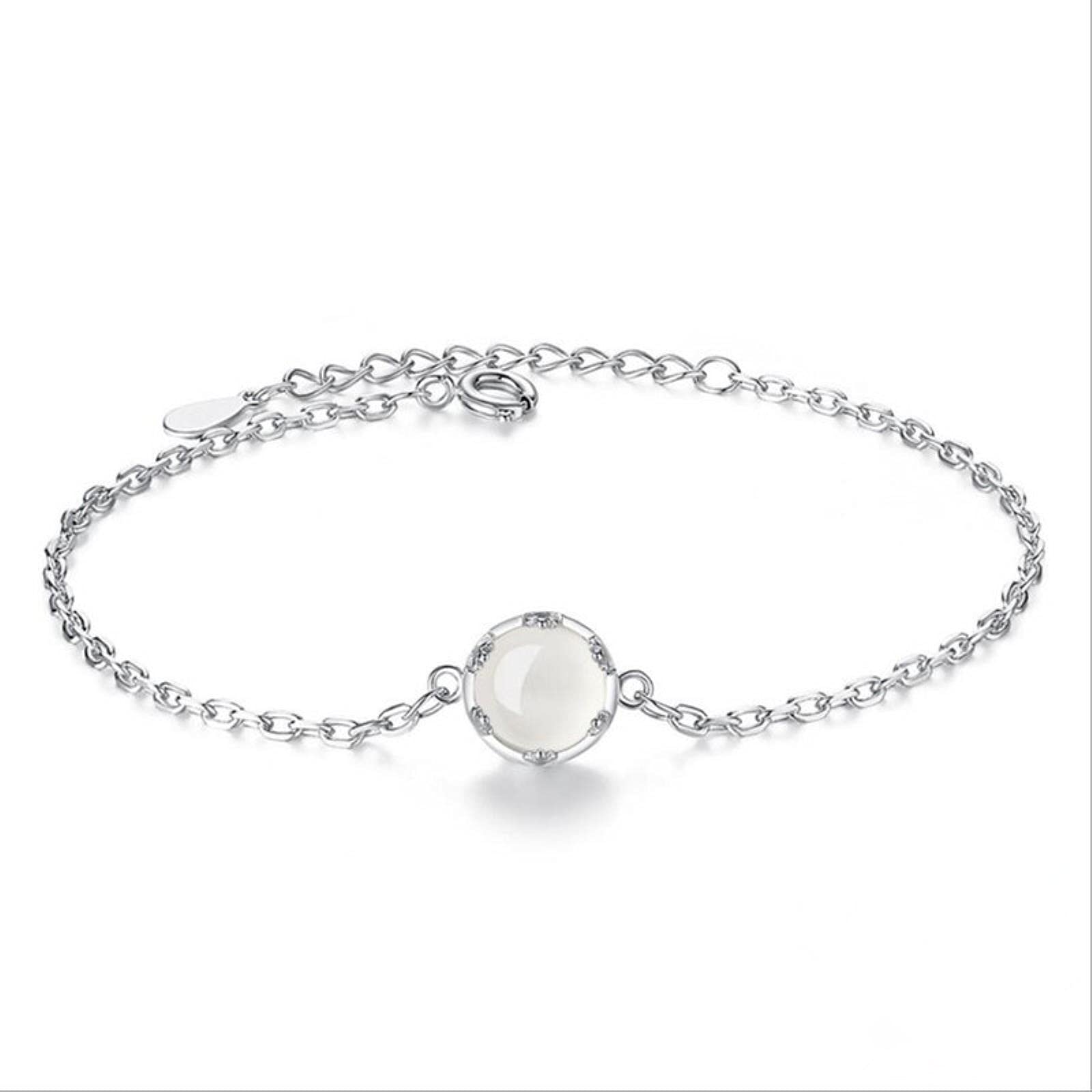 HCMAHCMA 925 Sterling Silver Moonstone Bracelet Femal Argent Chain Female Natural Stones Jewelery The great gift for women