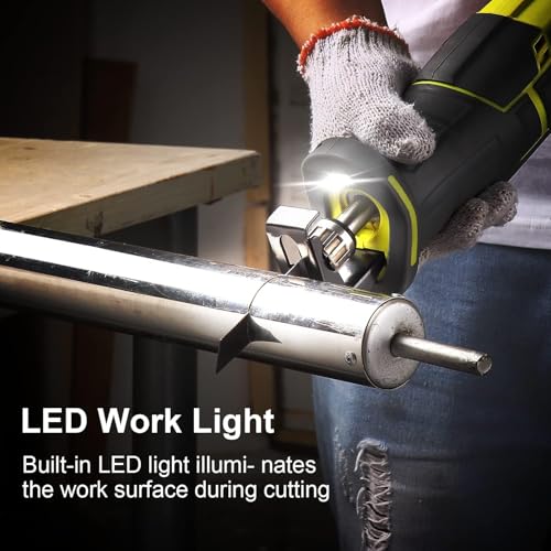 Cordless Reciprocating Saw, DEWINNER Electric Saw Variable Speed 20V, 2.0AH, Tool Free Blade Change, LED Light, Wood Metal Cutting, Tree Pruning, 1 Battery and Charger Include, Green 6 Cordless Reciprocating Saw, DEWINNER Electric Saw Variable Speed 20V, 2.0AH, Tool Free Blade Change, LED Light, Wood Metal Cutting, Tree Pruning, 1 Battery and Charger Include, Green - Image 6