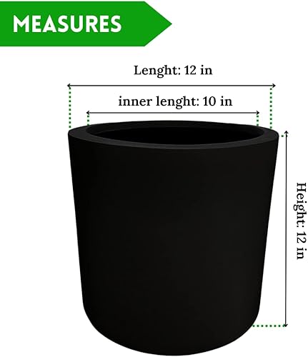 Miniatura 9 de Elly Décor Maceta cilíndrica de 11.5 pulgadas, maceta blanca hecha de fibra de vidrio y pintada a mano, adecuada para plantas y flores de interior y