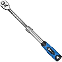 1/2" Telescopic Ratchet Wrench 72T, 6-Pos Extendable for Auto Repair | Quick-Release Cr-V Ratchet, 30-45cm Adjustable Handle, 6 Lock Pos, 5  Swing, Non-Slip Grip, Fits Tight Spots, for Mechanics
