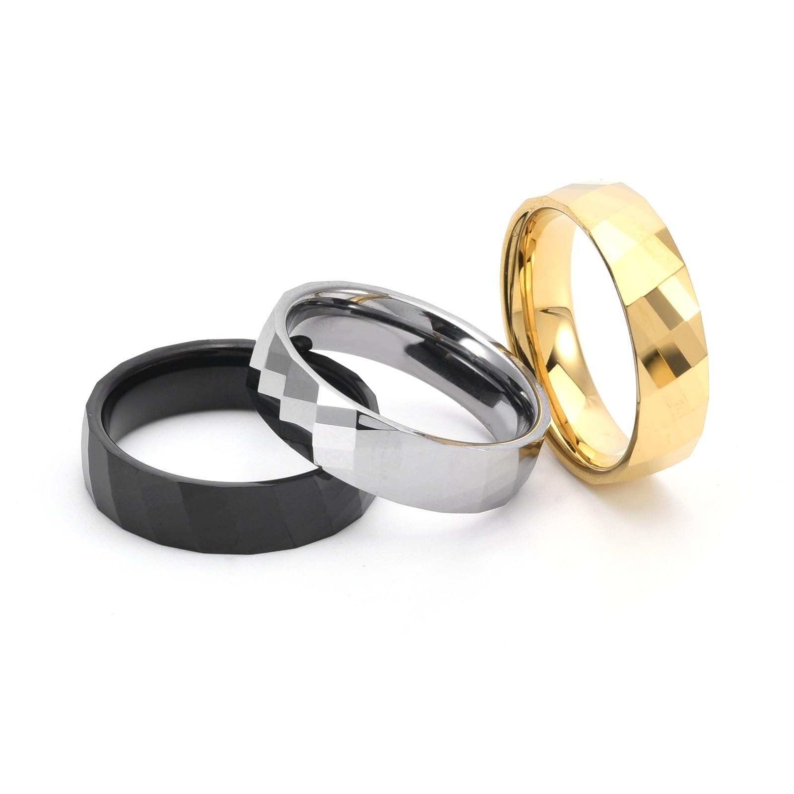 Bague Homme Tungstène 6mm Géométrique Alliance de Fiançailles Bijoux Mariage