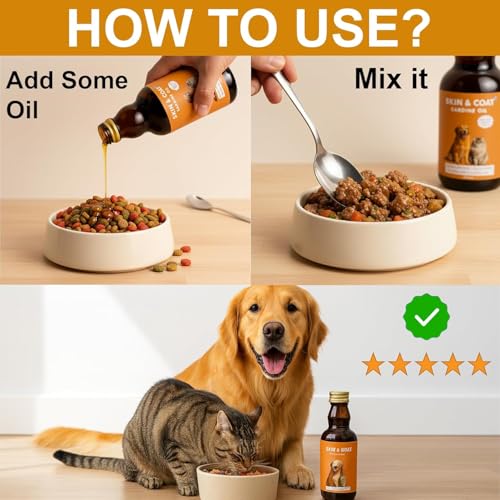 Image of Skin & Coat Supplement for Dogs & Cats | Omega 3, 6 & 9 with Biotin, Zinc, Vitamin E | Healthy Skin, Shiny Coat & Strong Immunity Support Portable Pet (Pack of 1)