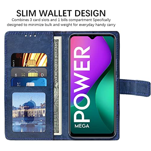 Image of Flip Cover Compatible with Infinix Smart 5 4G | Premium Leather Finish | Inbuilt Pockets & Stand | Flip Cover Back Case for Infinix Smart 5 4G (Blue)