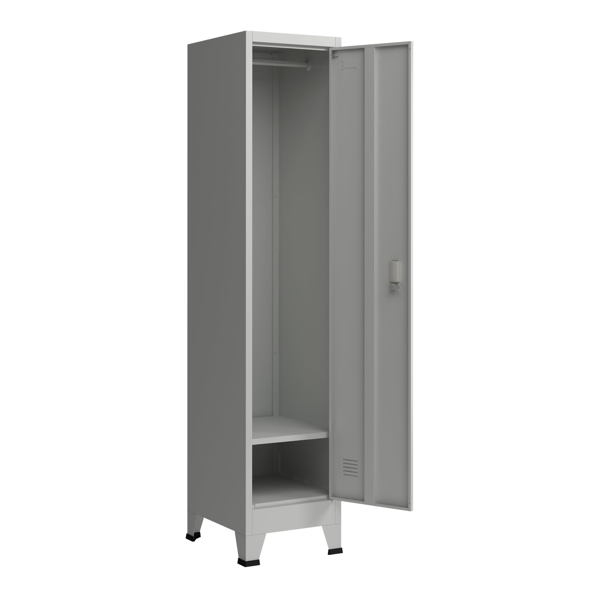 [en.casa] Joroinen metalowa szafka wielofunkcyjna z 1 drzwiami, uniwersalna szafka 180 x 38 x 45 cm, zamykana, stalowa szafka, do przechowywania, szara