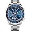 Mens Chronograph Watches, Analog Quartz Watch for Men, Big Face Stainless Steel Watch with Calendar, 30M Waterproof Business Work Casual Dress Designer Mens Wrist Watches, Elegant Gifts for Men