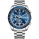 SOLLEN Mens Chronograph Watches, Analog Quartz Watch for Men, Big Face Stainless Steel Watch with Calendar, 30M Waterproof Business Work Casual Dress Designer Mens Wrist Watches, Elegant Gifts for Men