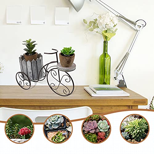 Generic Plant Stand Bicycle Shape Flower Pot Stand Metal Potted Flower Holder Display Rack Plant Shelf With Wooden Planter Pot For Indoor Outdoor #TOP3