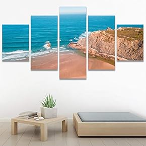 SIGNWIN 5 Panel Canvas Wall Art Coastal Scenery...