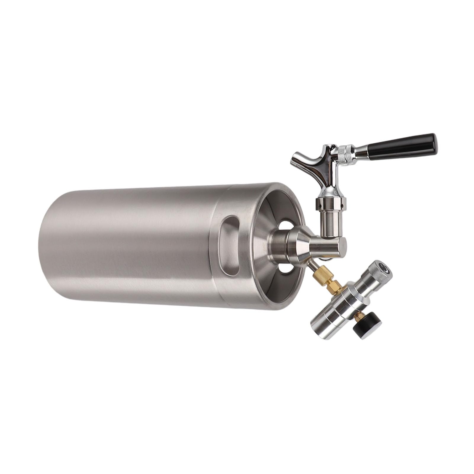3,6 l Mini-Edelstahlfass mit Wasserhahn, 150 PSI Manometer, Druckbierspender, Heimbrausystem für Craft-Beer-Enthusiasten, langlebige Brauausrüstung