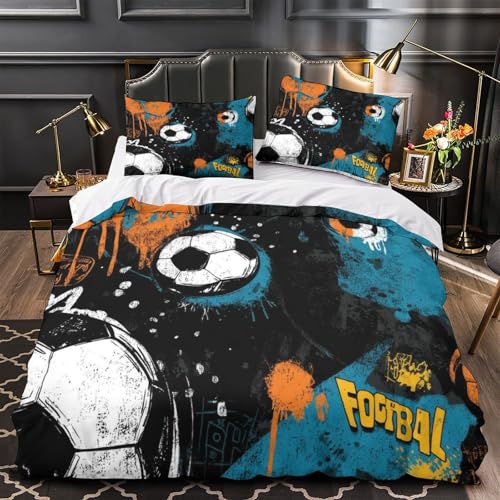 Housse de couette foot 3D graffiti 135x200 pour lit simple ado fille
