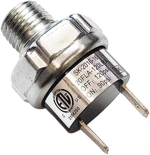 Air Pressure Switch 90-120 PSI Tank Mount Type Thread 1/4" NPT 12V 24V DC Air Compressor Pressure Switch for Air Train Horn 90-120 1/4 inch