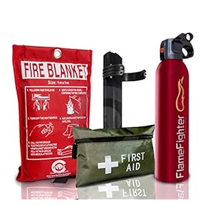 FIRE Safety Essentials 500 G ABC Dry Powder FIRE Extinguisher with Blanket and 1ST AID KIT Ideal for Homes, Boats, Kitchen Offices WORKPLACES