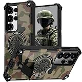 CCSmall for Samsung Galaxy S25 Ultra Case Camouflage with Kickstand, Military Grade Protection Cover Decompression Spinner Gyroscope Camo Men Phone Case for Samsung S25 Ultra SHZ Army Green