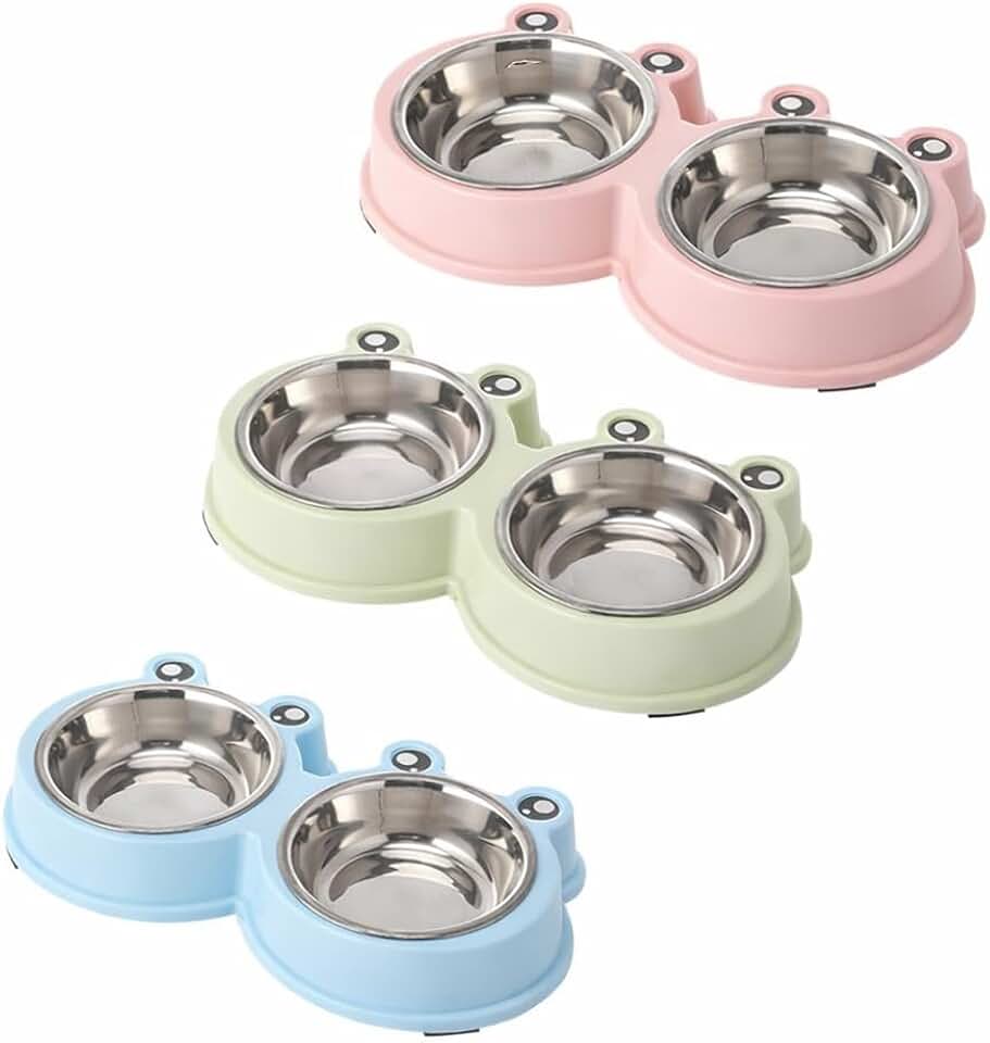 Comedouro e Bebedouro Pote Ração Duplo Elevado Cães Gatos Pet Inox Sapinho (Salmão)