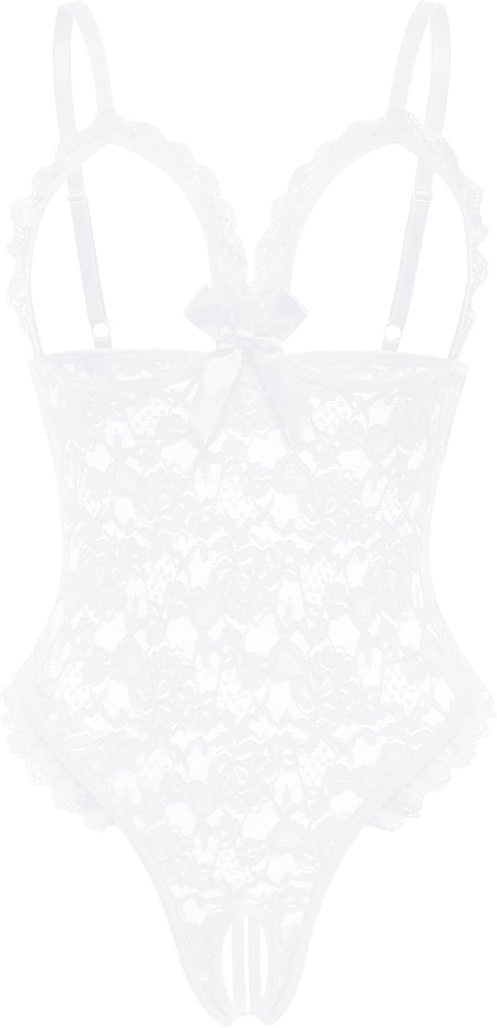 Avidlove One Piece Lingerie Sexy Teddy Ruffle V Neck Bodysuit Lace Nightie