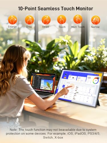 Image of 17.4 inch 2.5K Touchscreen Monitor,2560x1600 QHD IPS Display, Eye-Care Flicker-Free, 10-Point Touchscreen, USB-C HDMI Second Screen for Laptop Mac PC Home Office Study (Black Dark)