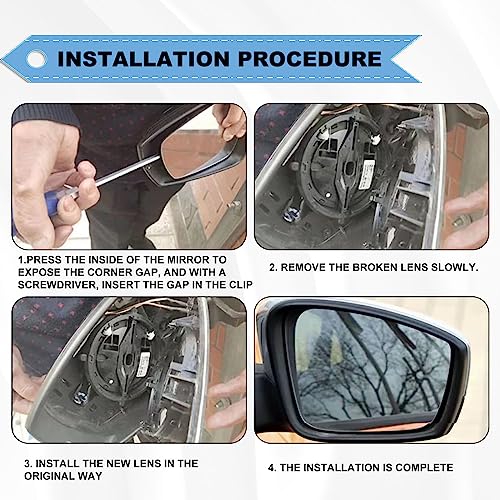 Passenger Side Heated Mirror Glass Compatible with 2011 2012 2013 2014 2015 2016 2017 2018 Volkswagen VW Passat Jetta Beetle Side Mirror Glass With Rear Holder by CmeRto - Image 4