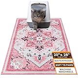 BEAUTYZOO Cat Litter Mat Litter Trapping Mat, 20'x 28' Litter Box Mat, Waterproof Kitty Litter Mat, Non-Slip Litter Rug Mats Pads for Floor Scatter Control, Soft on Paws & Easy to Clean, Pink
