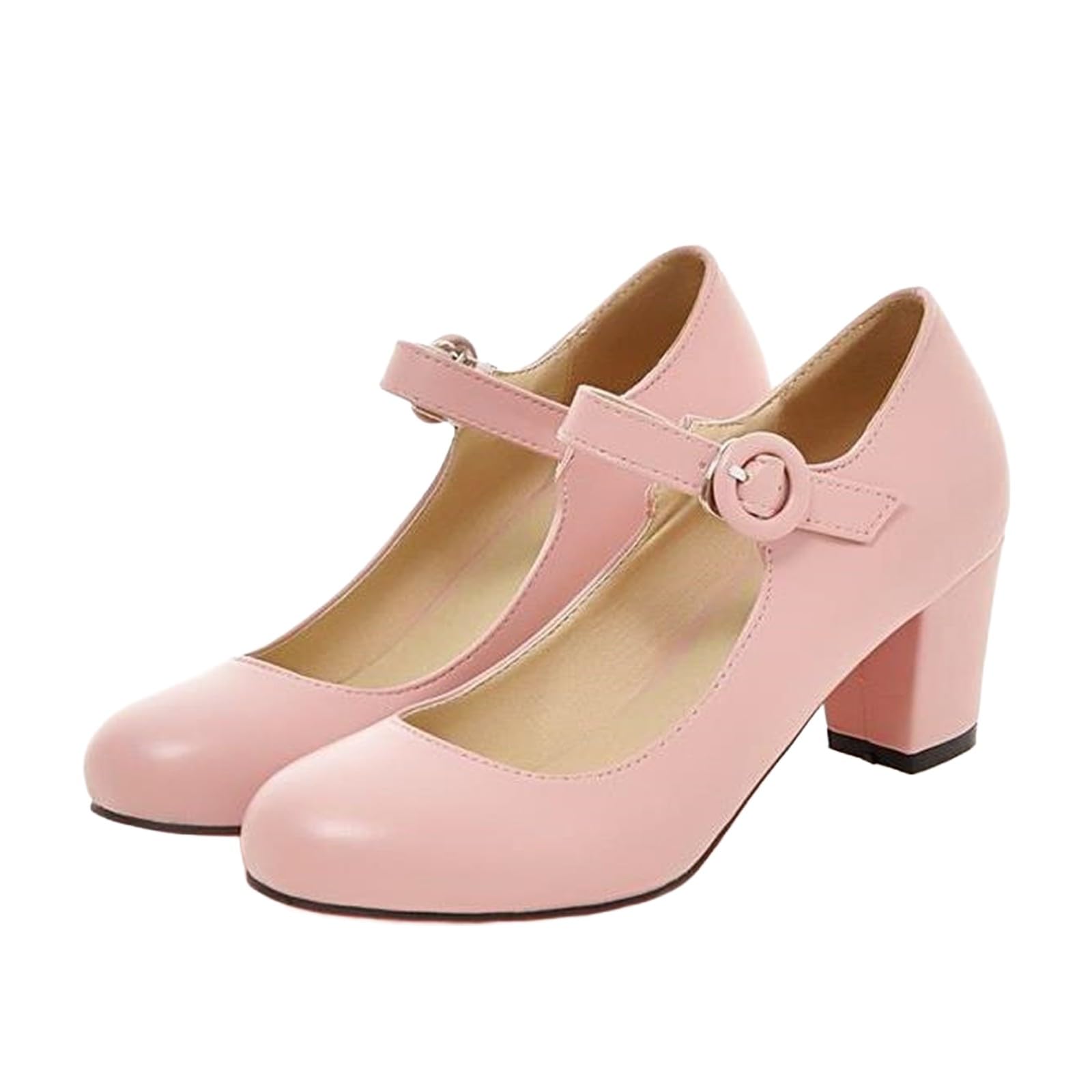 Mary Jane Schuhe Damen Mit Absatz, Sandalen Blockabsatz Pumps Mit Schnalle | Bequeme Elegante Hochzeitsschuhe Niedriger Kleid Schuhe, Leicht Tanzschuhe Leder Business Schuhe Für Büro Party