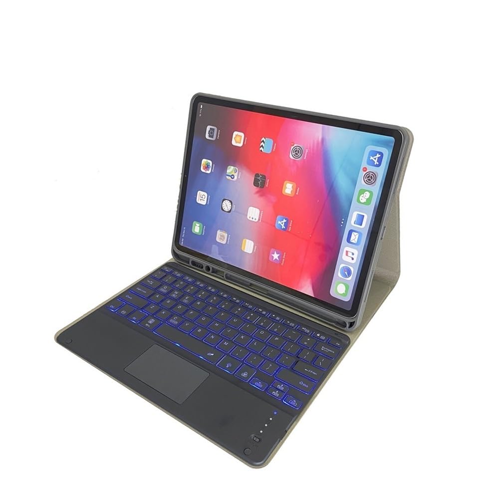 Accessories Clavier Tactile rétroéclairé Couleur avec Fente for Stylo, étui de Protection en Cuir adapté à l'iPad Air5/Air4 10,9 Pouces(Pink+Black Touch Keyboard)