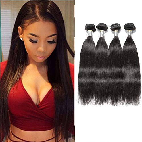 LUMIERE Hair 10 12 14 16 inch Brazilian Straight Hair 4 Bundles Virgin Unprocessed Human Hair Wefts Hair Deal with Mixed Lengths 100% Human Hair Extensions